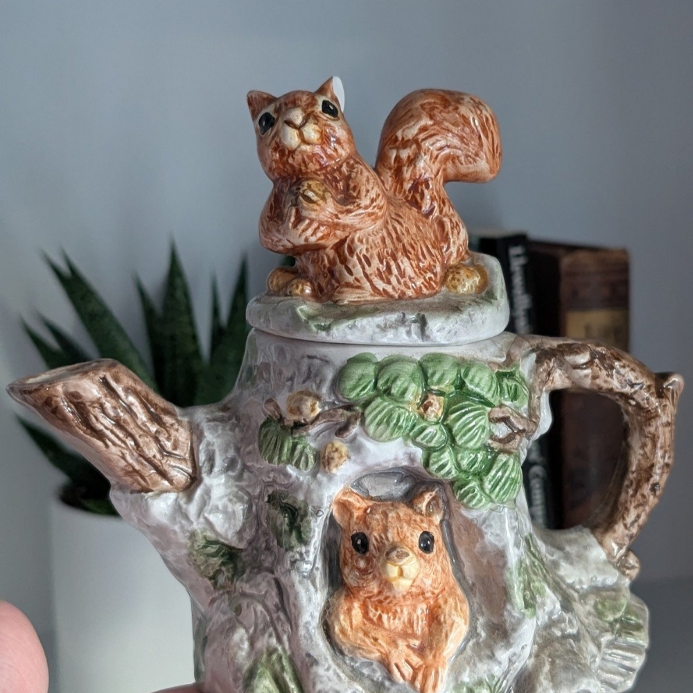 Squirrel Themed Ceramic Teapot